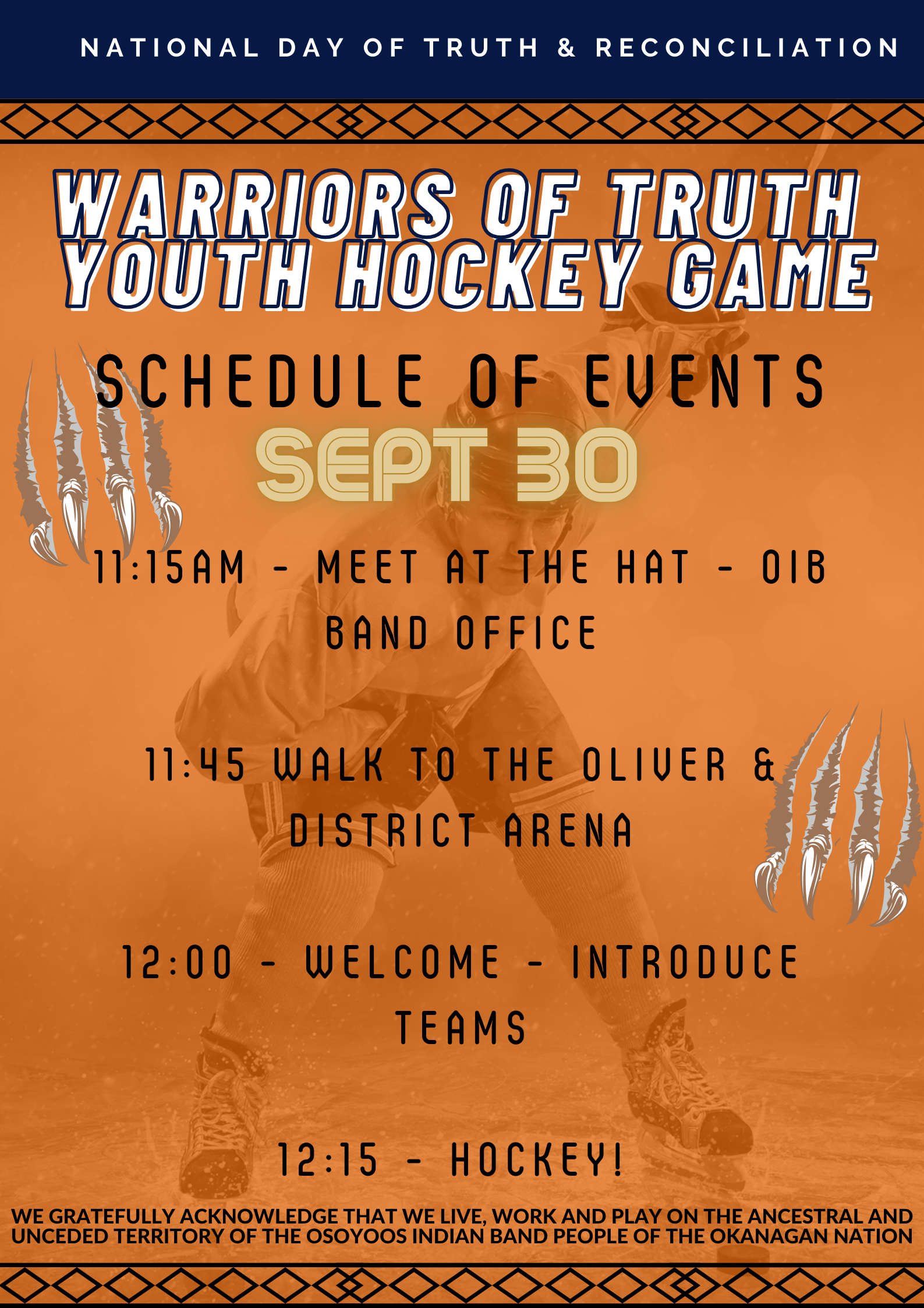 a photo of our September 30th schedule