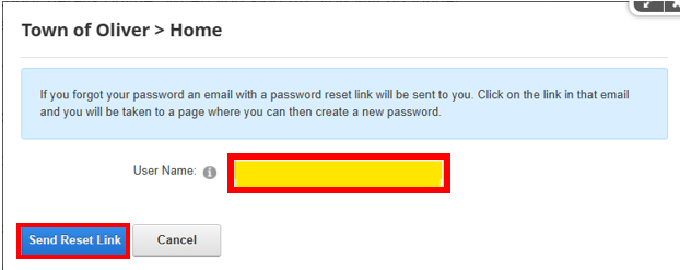 send reset link
