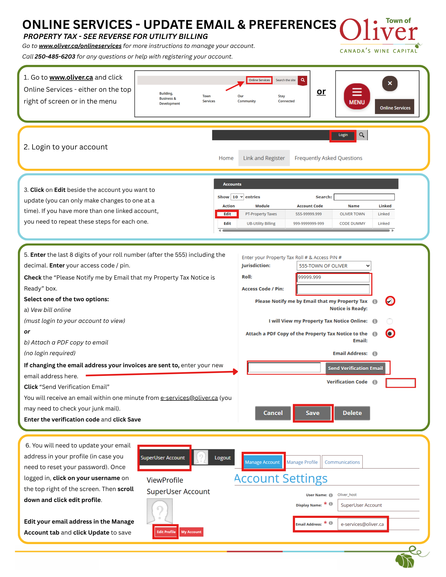 How to update your email address for property tax in Online Services