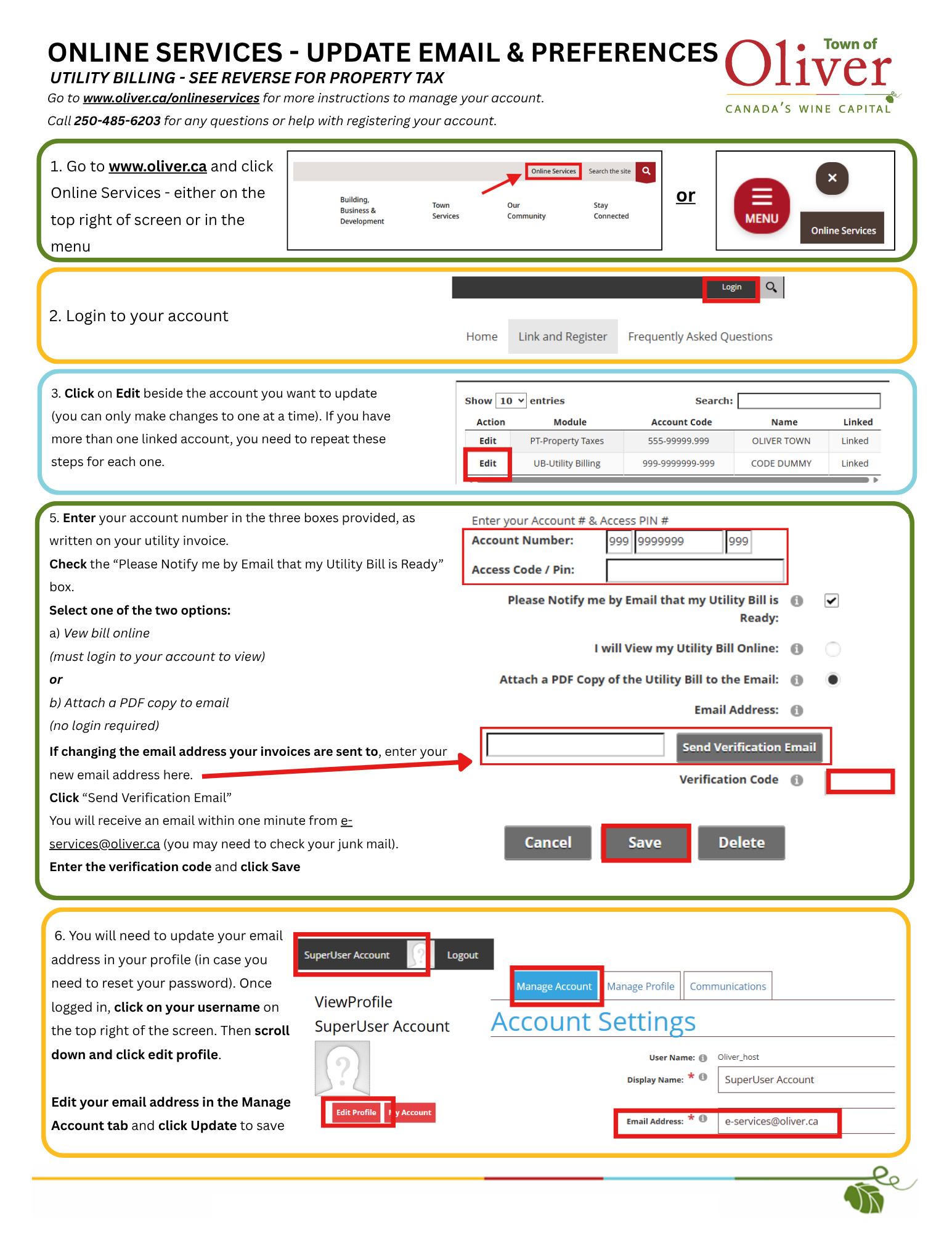 How to update your email address for utility billing in Online Services