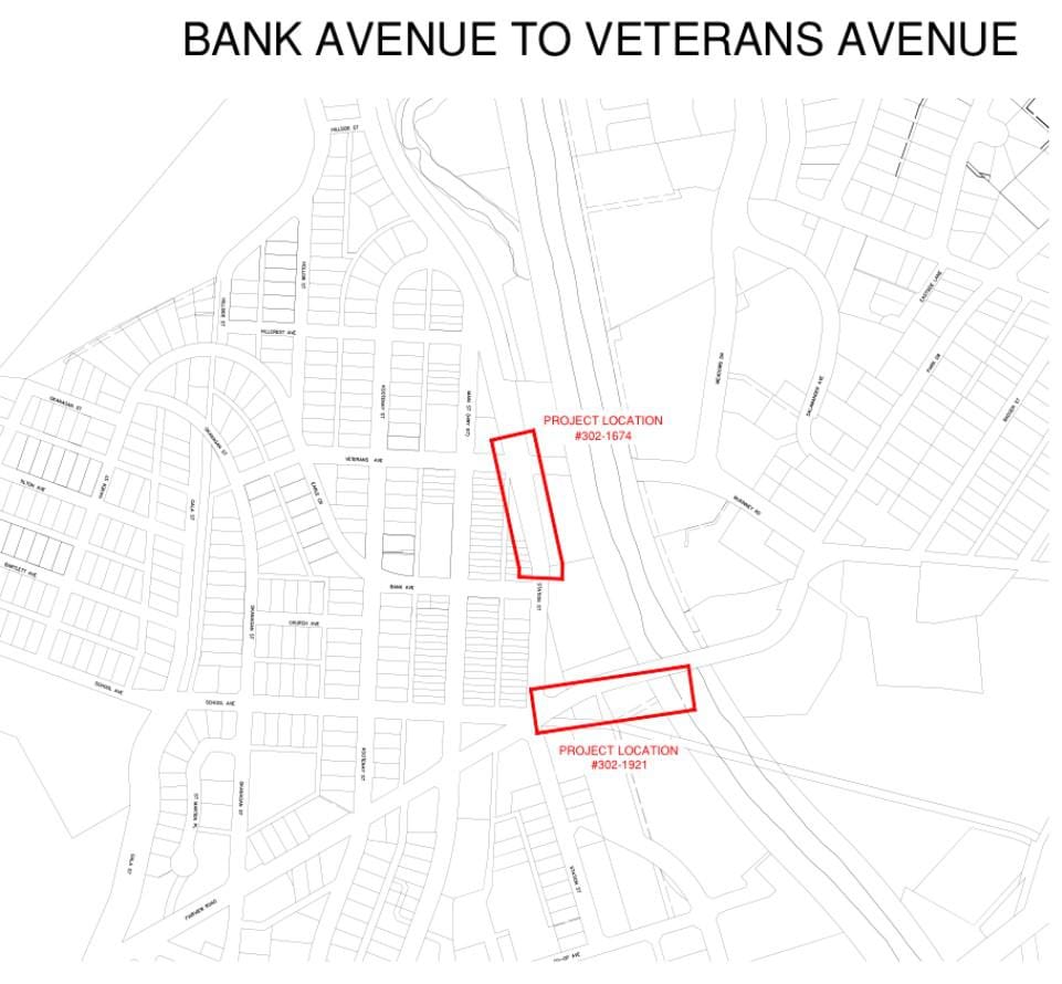 Bank Avenue to Veterans Avenue map