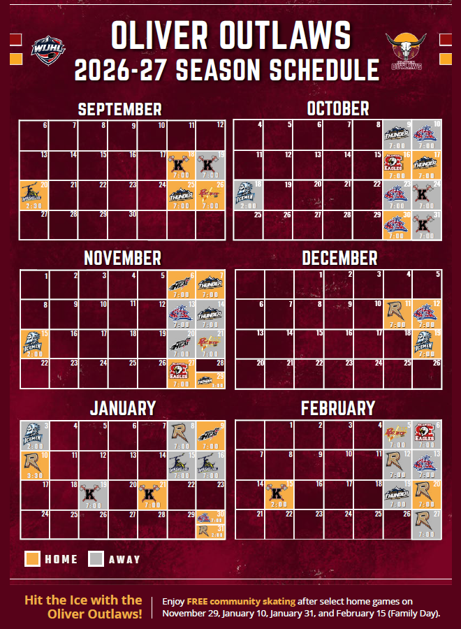 A photo of the outlaws schedule