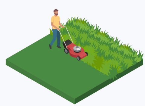 cutting grass