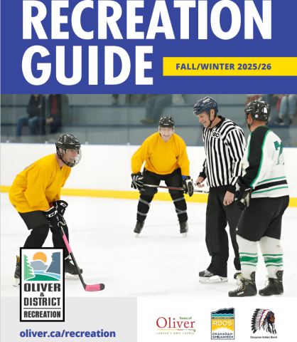 a magazine cover with senior mens hockey players on the cover. This is the cover of the 2025/26 Fall Winter recreation guide.